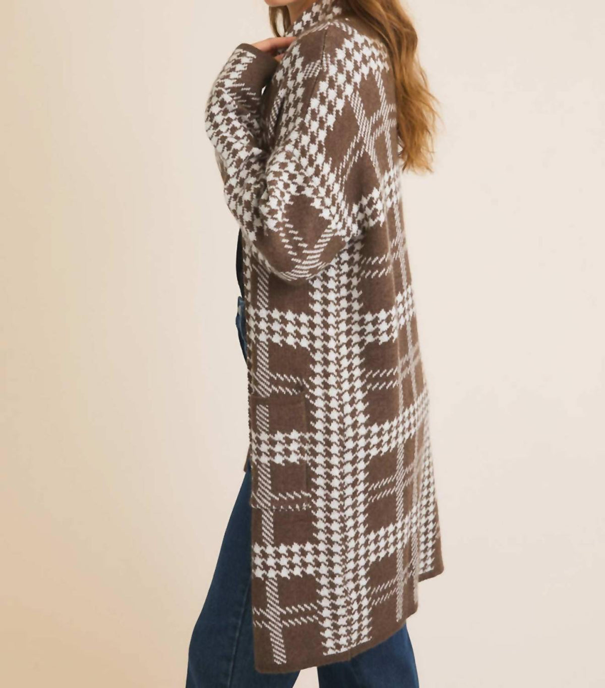 Gilli - Houndstooth Open-front Cardigan