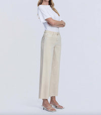 VERVET BY FLYING MONKEY Sadie Crop Wide Leg Jeans in white swan - women's jeans - alternate view
