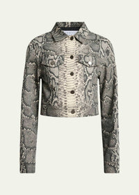 Gabriela Hearst - Bronte Snakeskin-print Crop Denim Jacket