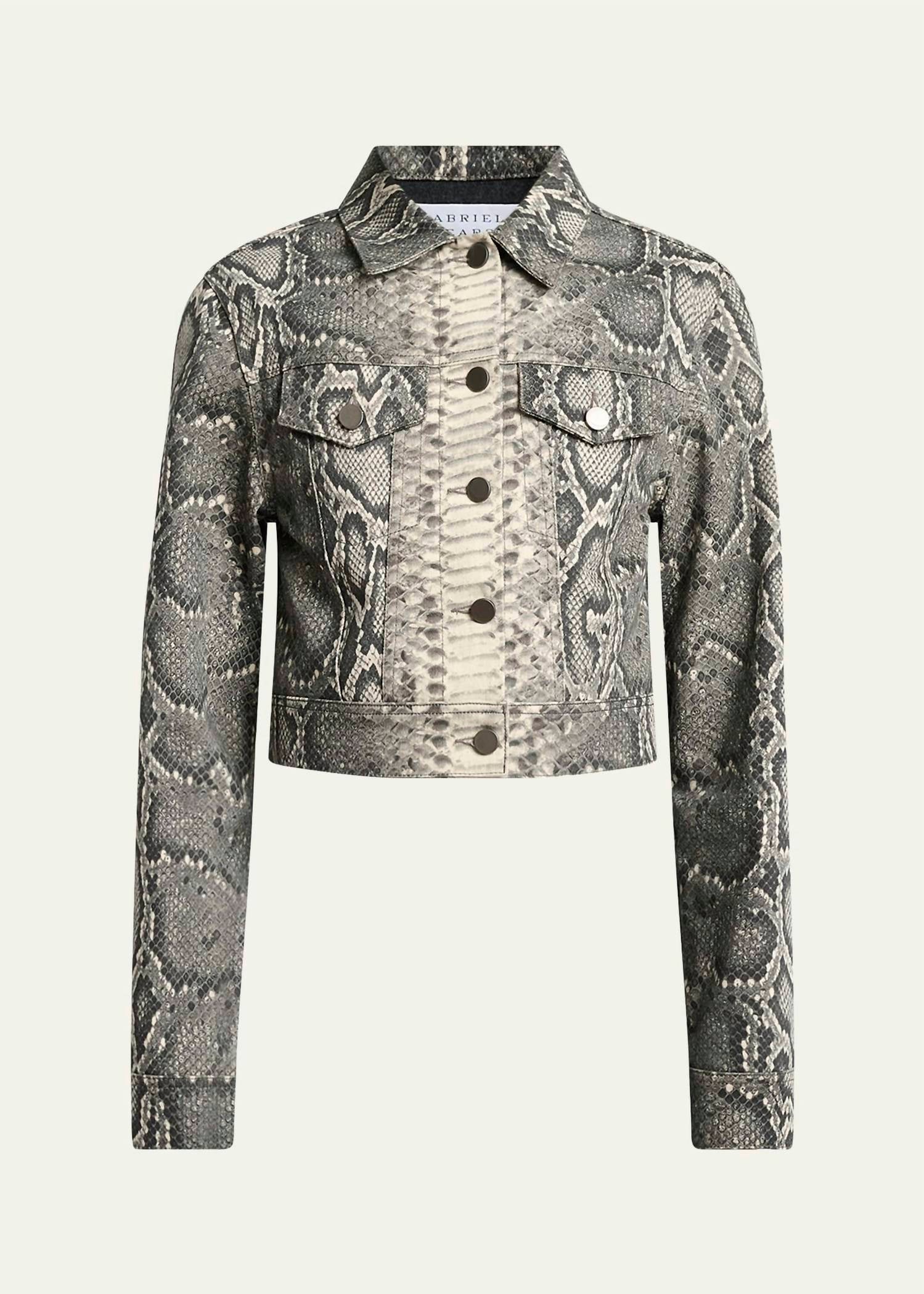 Gabriela Hearst - Bronte Snakeskin-print Crop Denim Jacket
