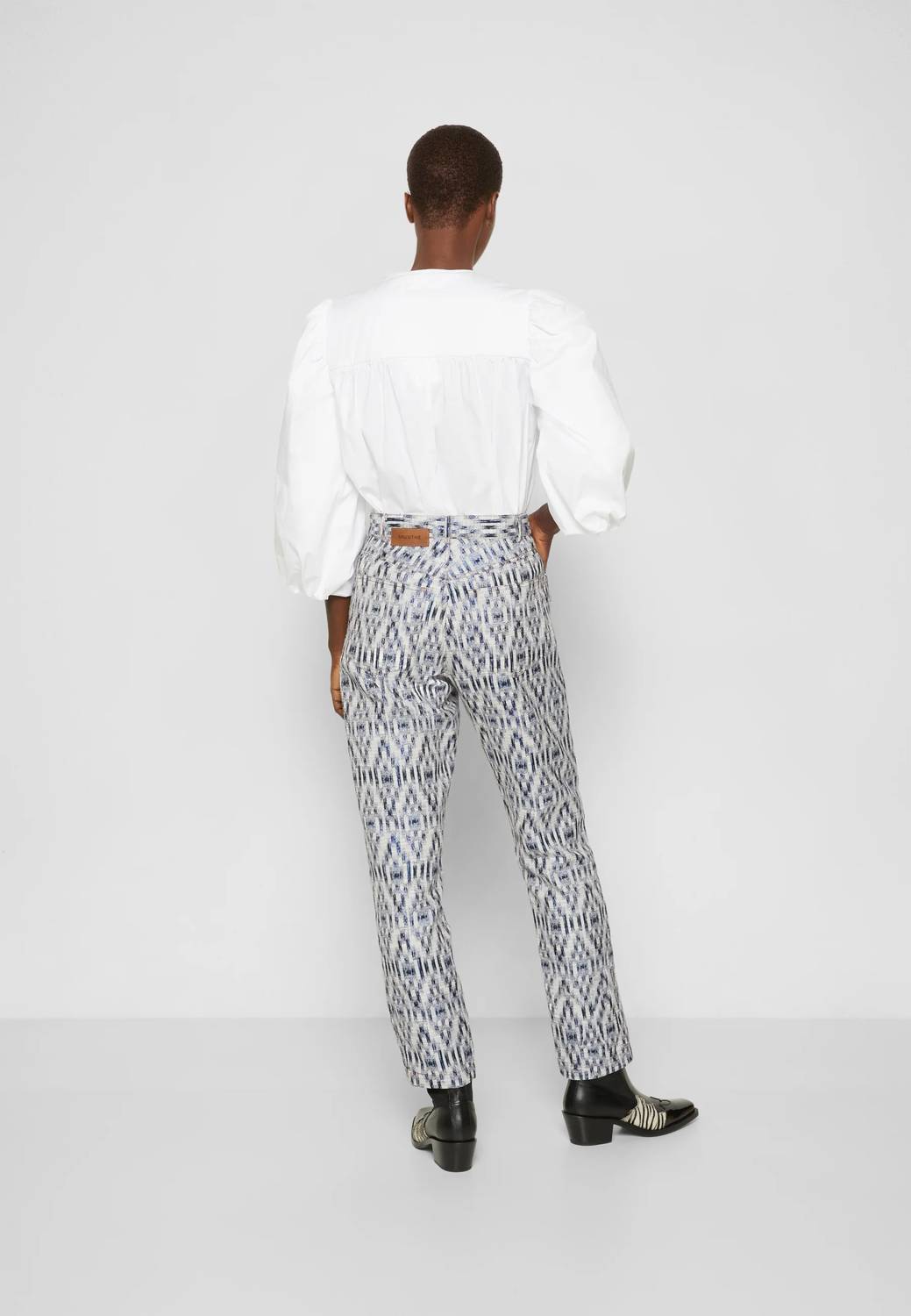 Munthe - Pre-loved Cottage Pants With Geometric Ikat Brocade Pattern
