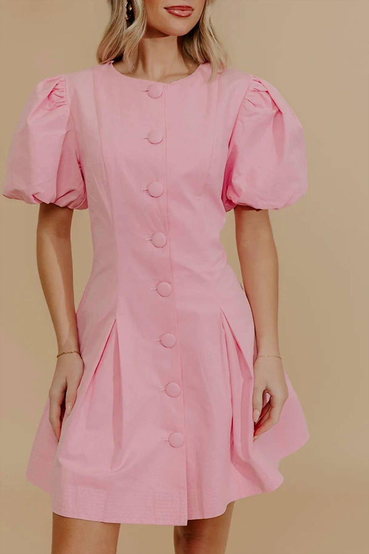 Tcec - Elsie Puff Sleeve Button Down Mini Dress