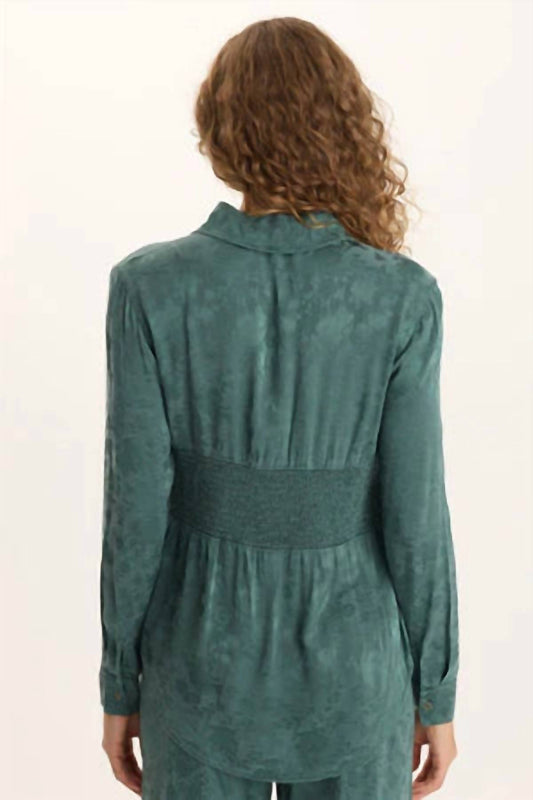 Xcvi - Senneca Textured Satin Shirred Peplum Blouse