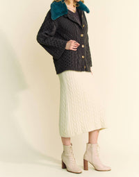 Davi & Dani - Jones Vintage Contrast Collar Cardigan