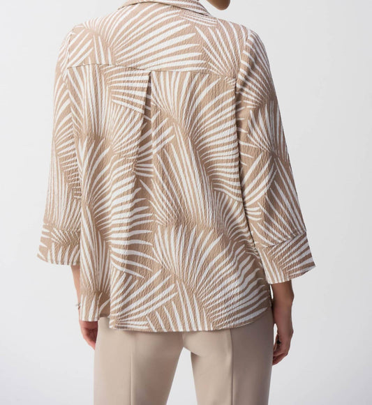 Joseph Ribkoff - Seersucker Tropical Print Trapeze Jacket