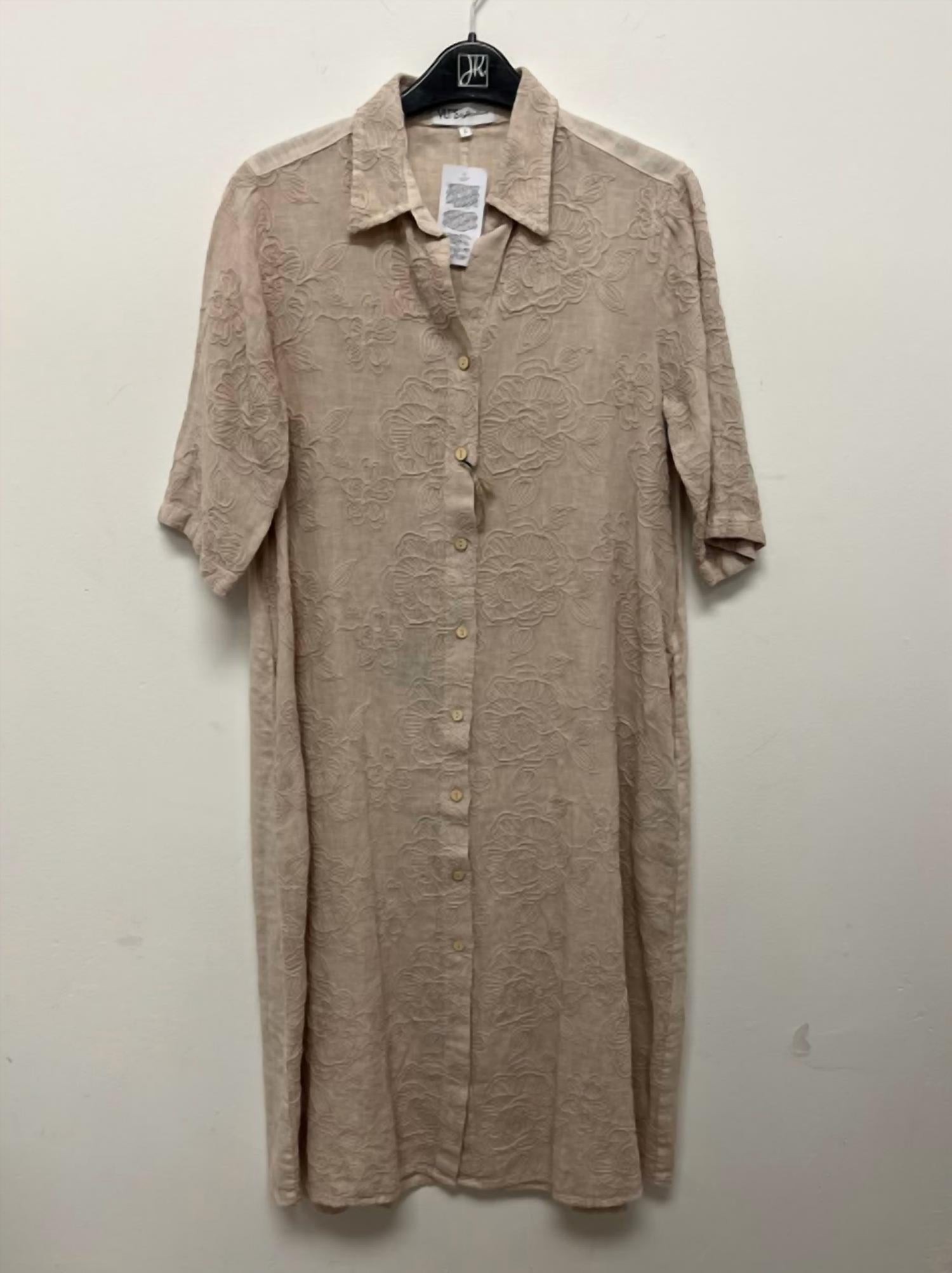 Valentina Women's Linen Shirt Dress in beige - women's dress