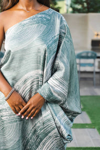 Tyche - Satin Asymmetrical One Sleeve Dress