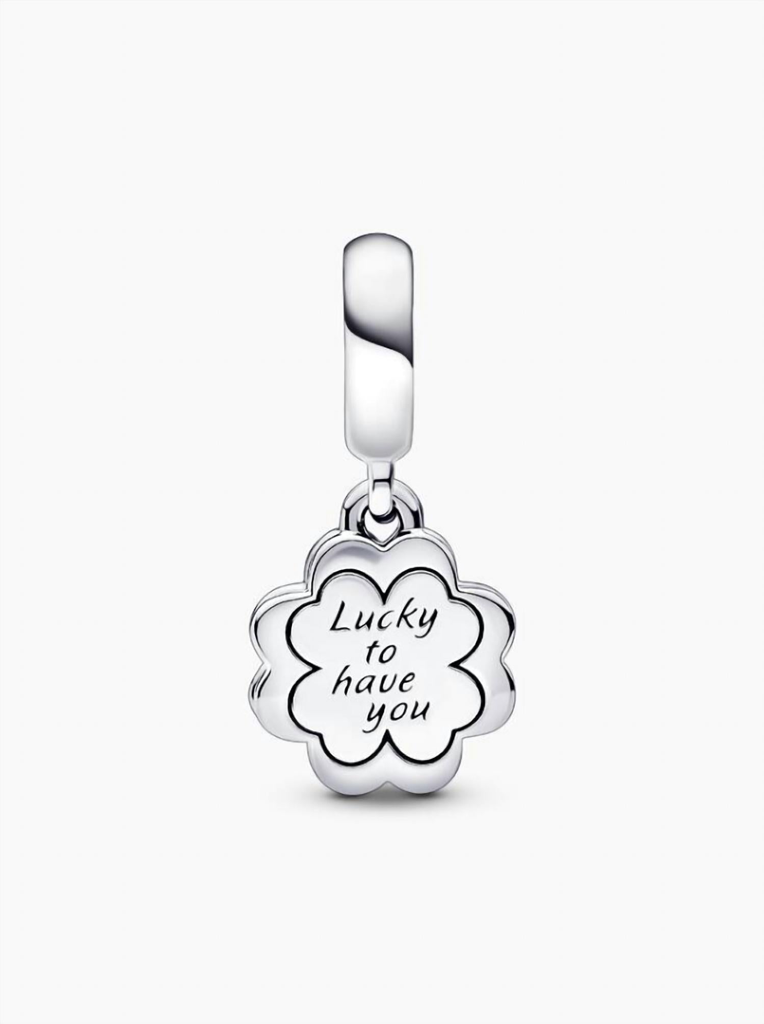 Pandora Women's Four-leaf Clover Friendship Double Dangle Charm in silver - women's item - view 4