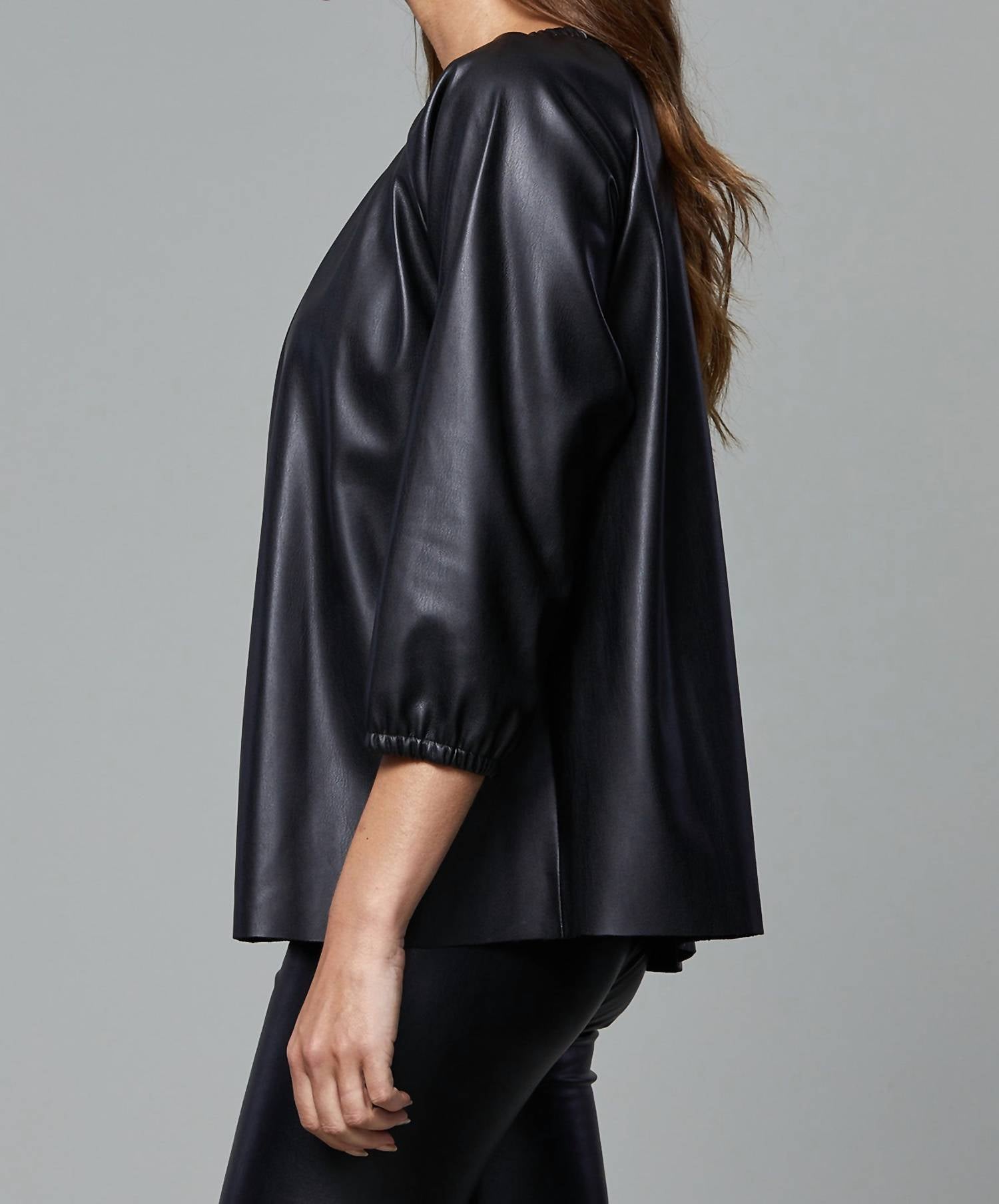 Dolce Cabo - Blakely Faux Leather Puff Sleeve Top