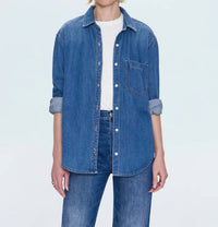 PISTOLA Jamie Essential Denim Shirt in medium blue - women's shirt - view 4