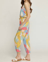 Entro - Geometric Print Tank Jogger Jumpsuit