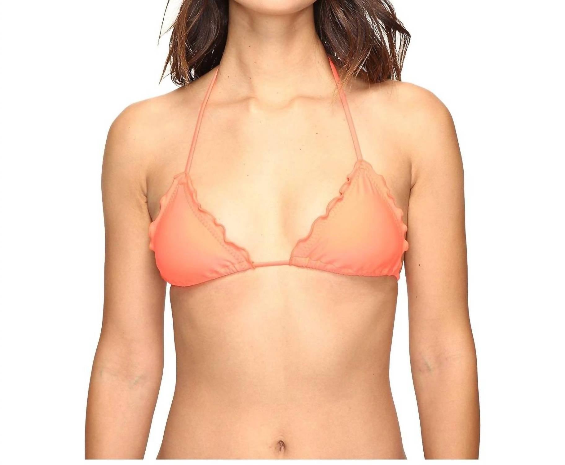 Luli Fama Cosita Buena Wavey Triangle Bikini Top in beachy coral - women's swimwear