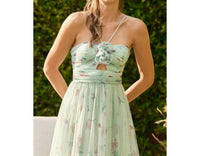 Ina Fashion - Rosette Detail Cut Out Tiered Maxi Dress