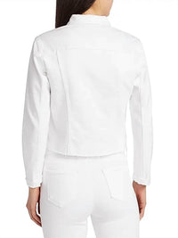 L'Agence Janelle Slim Fit Denim Jacket in blanc - women's jacket - alternate view