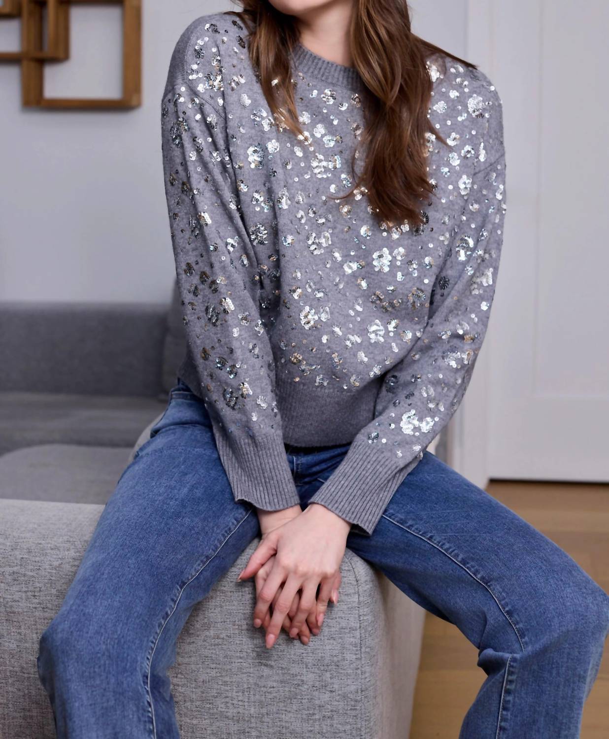 Charlie B - Sequined Crew Neck Sweater