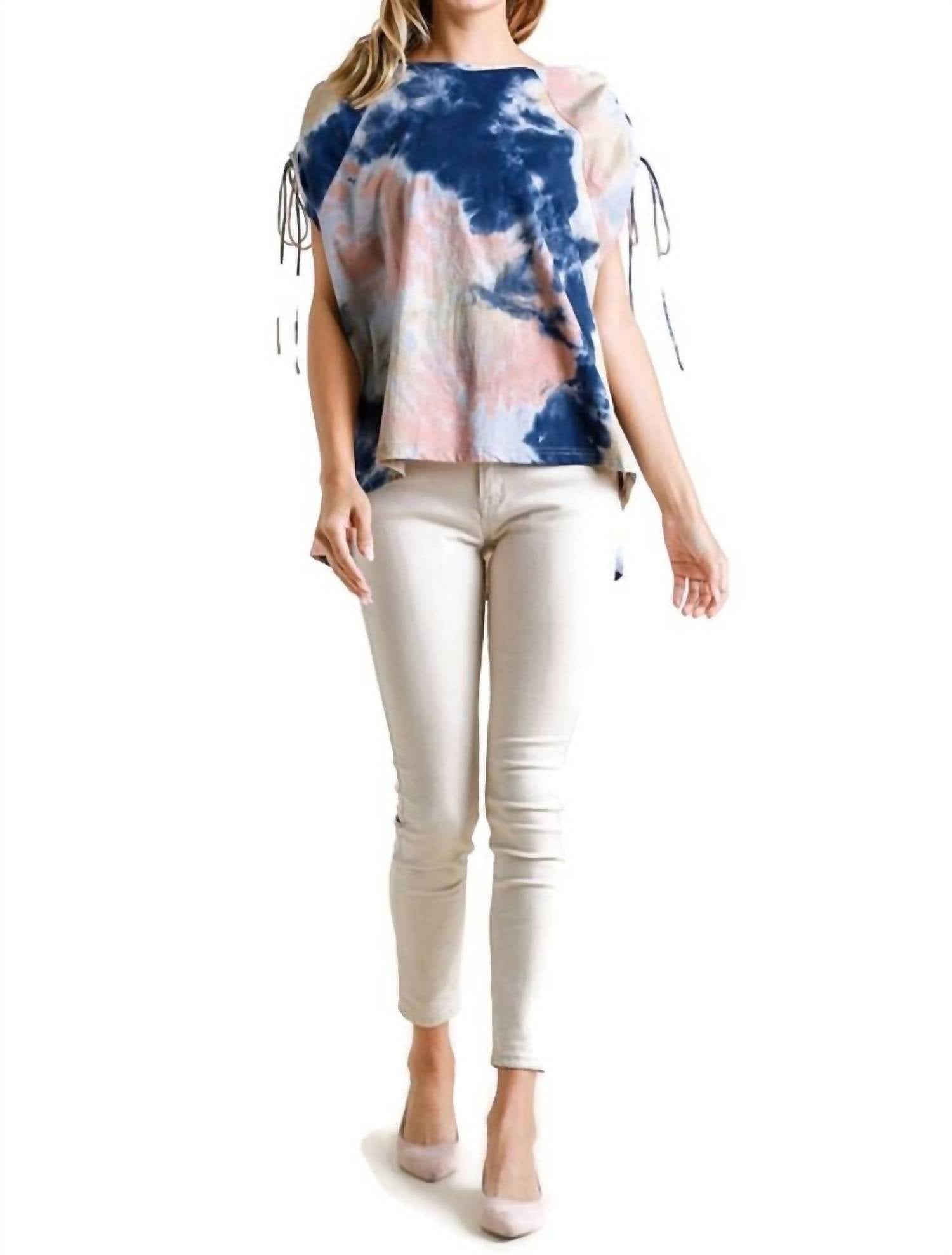 Umgee - Tie Dye Cinched Sleeve Top