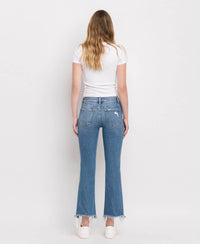 Flying Monkey - Mid Rise Distressed Hem Ankle Bootcut Jeans