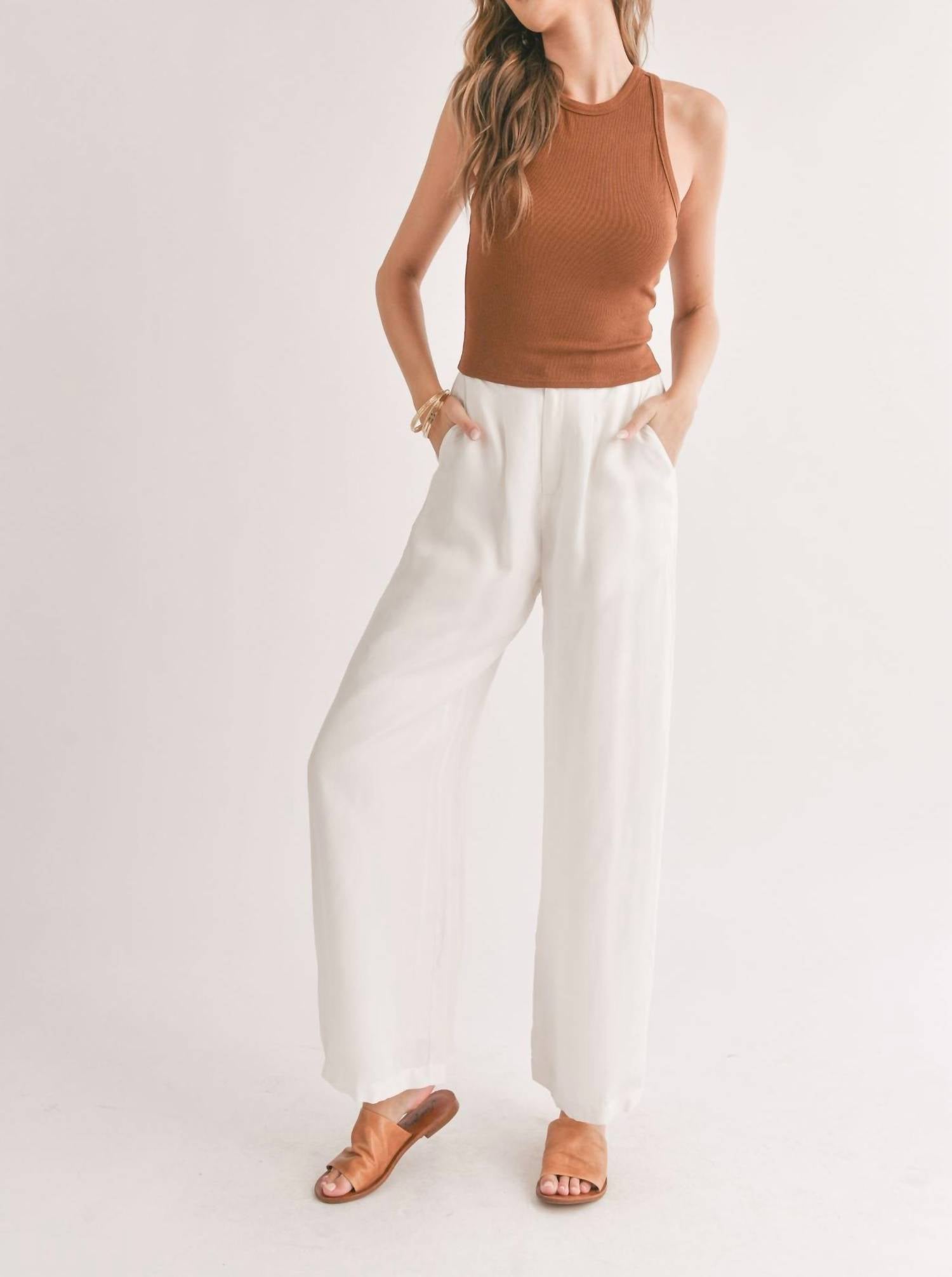 Sadie & Sage - Marshmallow Racerback Crop Tank