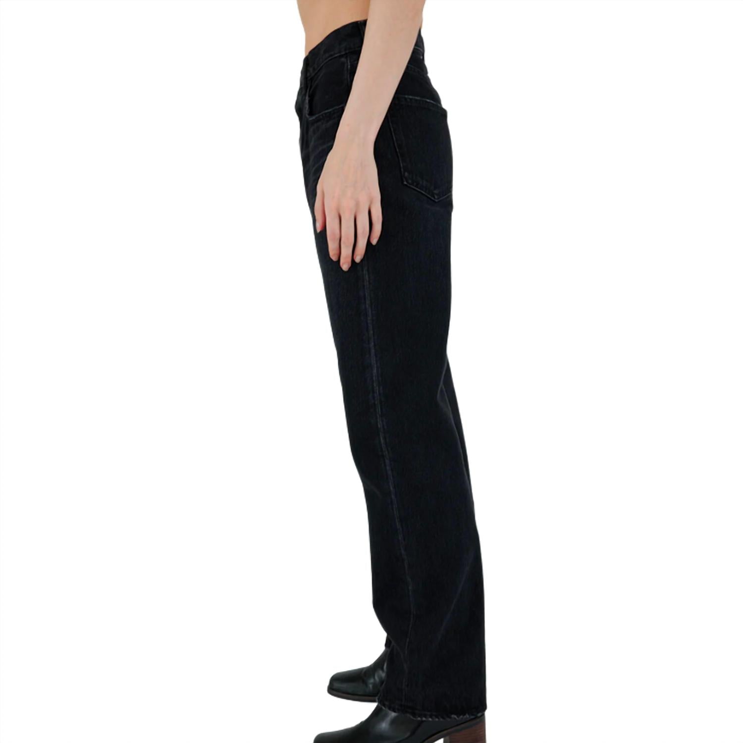 Moussy Murrieta Wide Straight Jean in black - women's jeans - detail view