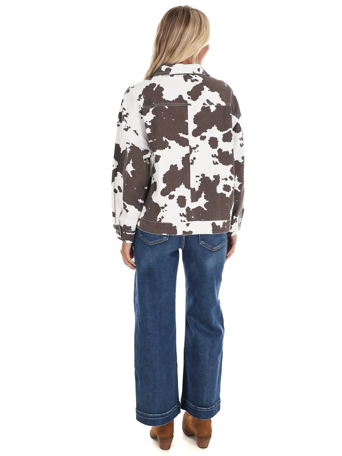Le Lis - A Cowgirl's Favorite Cow Print Denim Jacket