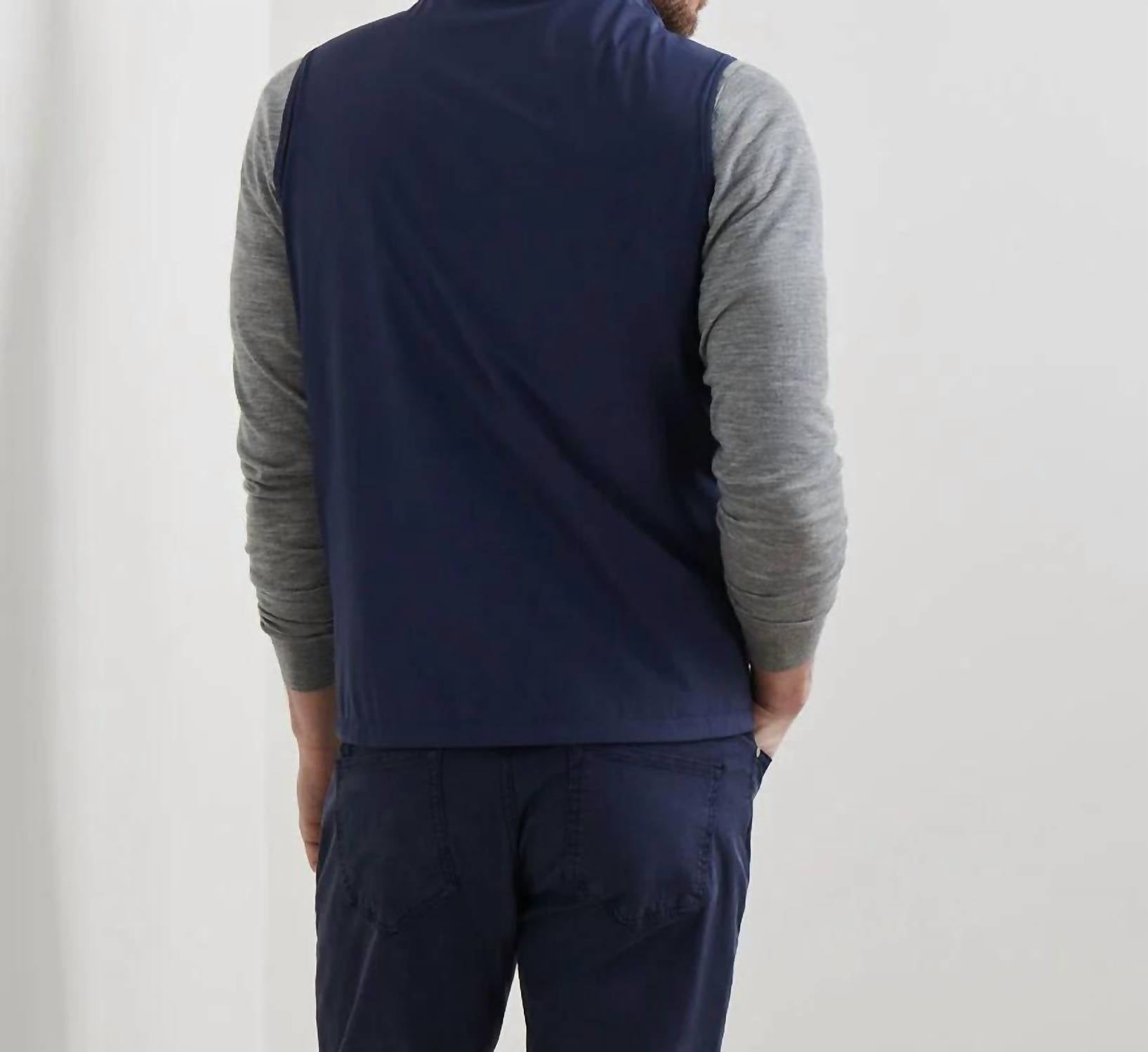 PETER MILLAR Ryder Reversible Vest in navy - men's jacket - detail view
