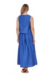 Livro Solid Silk Set in blue - women's sleepwear - detail view
