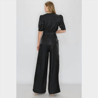 Ina Fashion - V- Neck Satin Jumpsuit