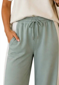 Yelete - Relaxed Fit Two-Toned Wide Leg Pants