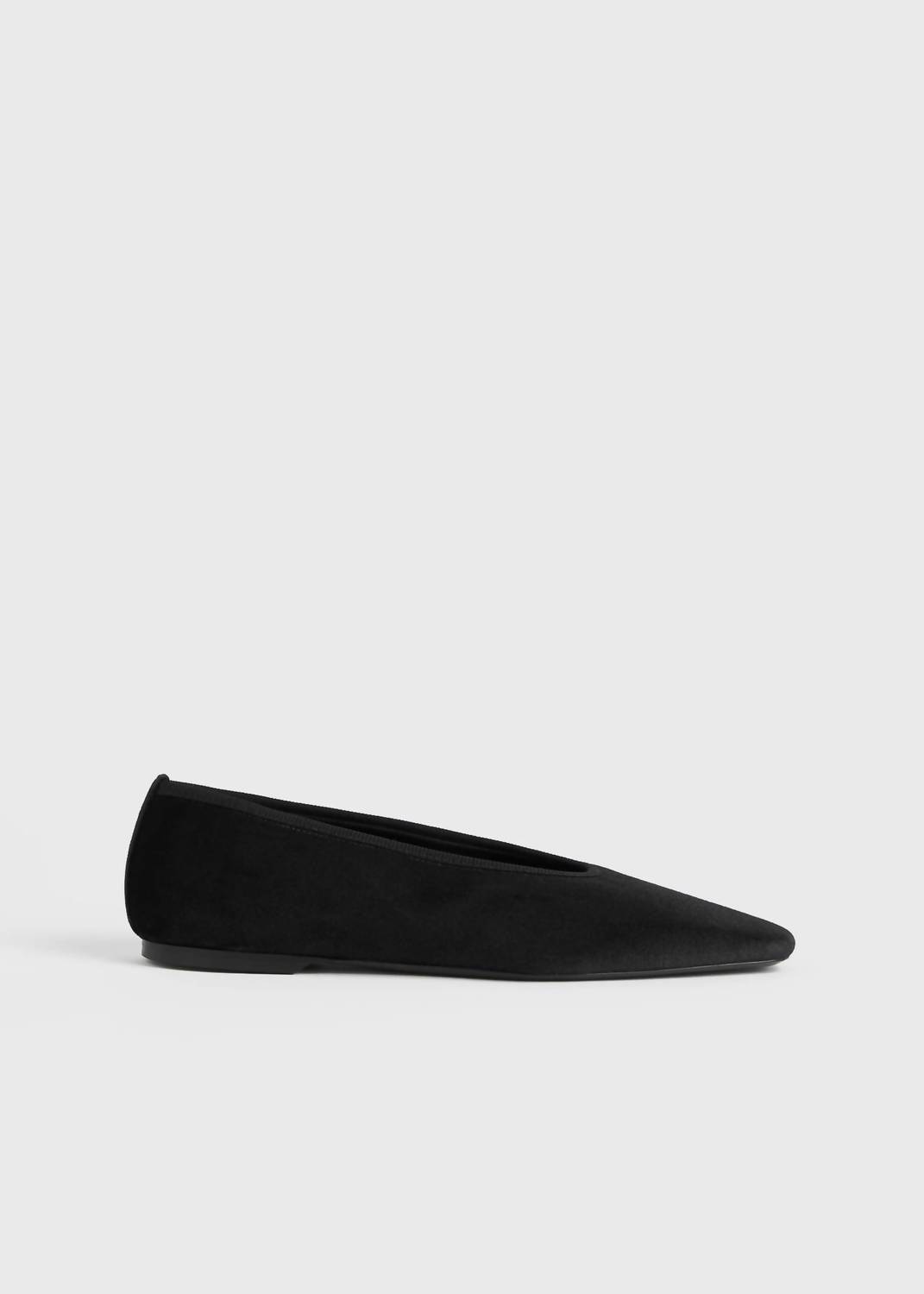 Toteme - Women's Minimalist Velvet Ballerina Shoes