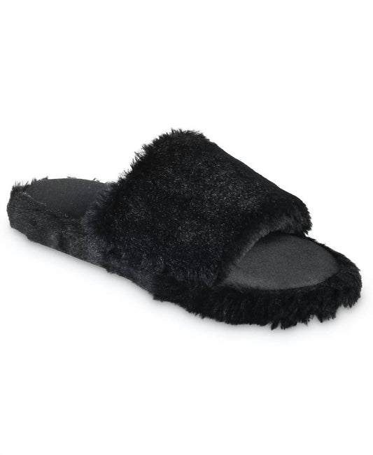 Isotoner - Women's Faux Fur and Satin Tabby Slipper