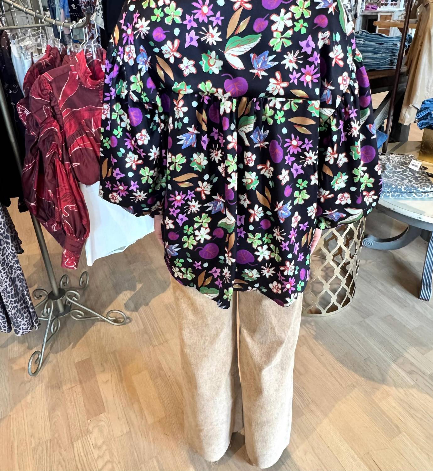 Karlie - Satin Fall Floral Button Up Top