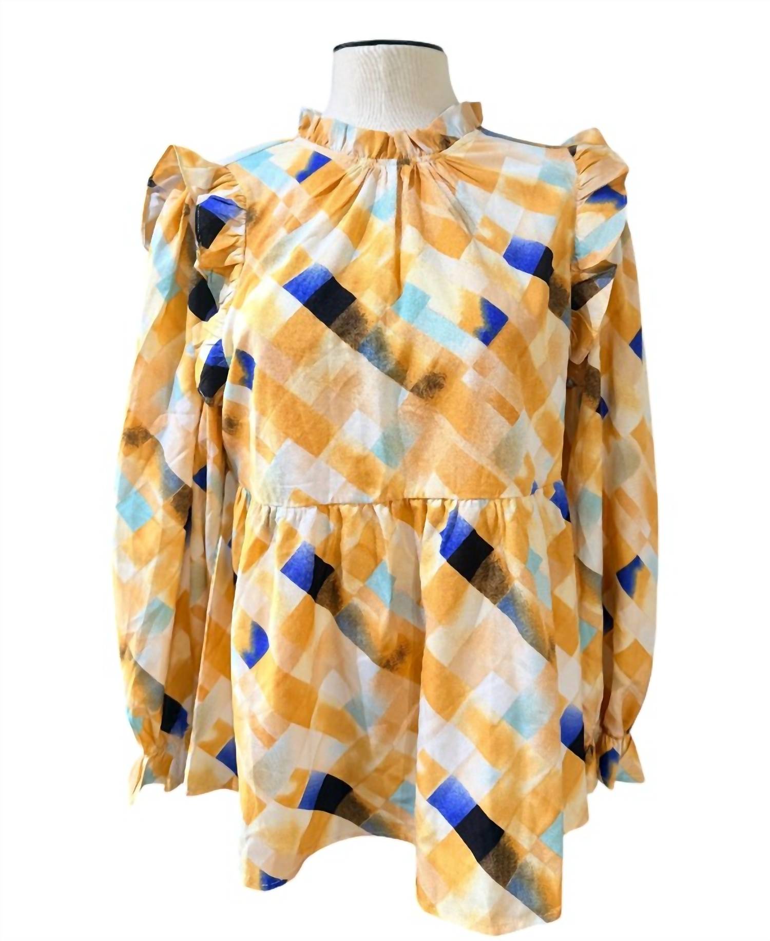 Jodifl - Women's Checked Ruffle Top