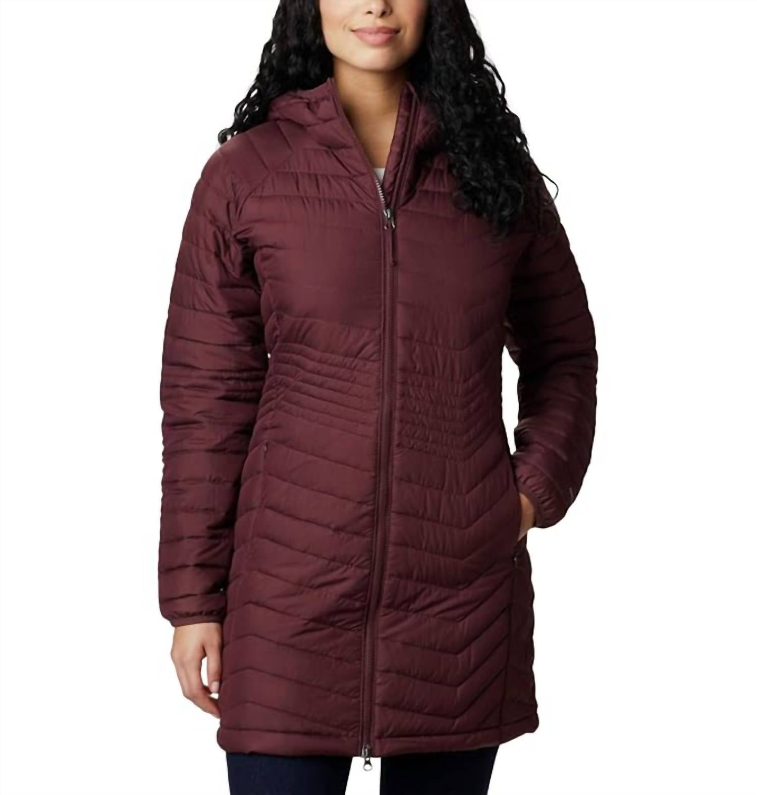 Columbia Powder Lite Mid Quilted Hooded Puffer Jacket in malbec - women's jacket