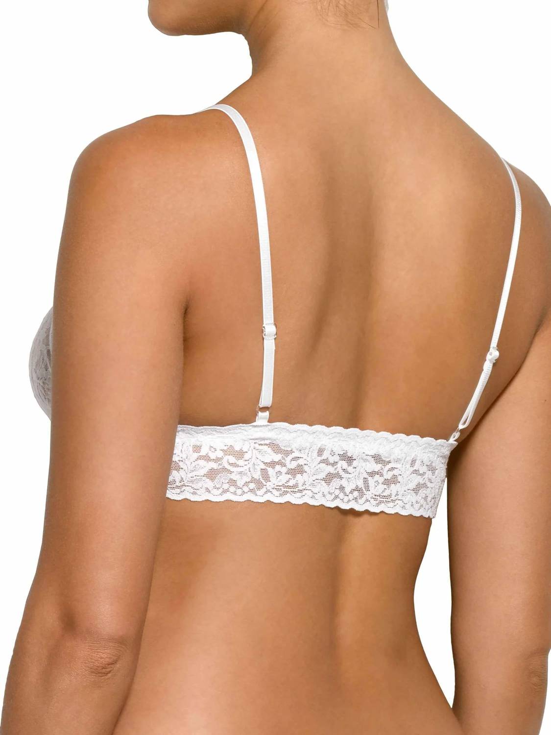 HANKY PANKY Signature Lace Padded Triangle Bralette in white - women's intimate - detail view