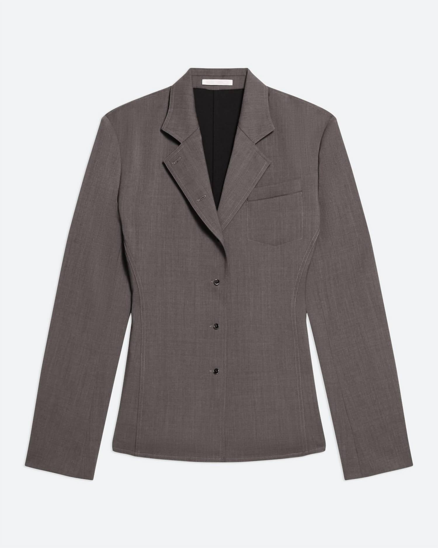 HELMUT LANG Combo Modest Suit Shirt in light brown melange - women's jacket - view 5