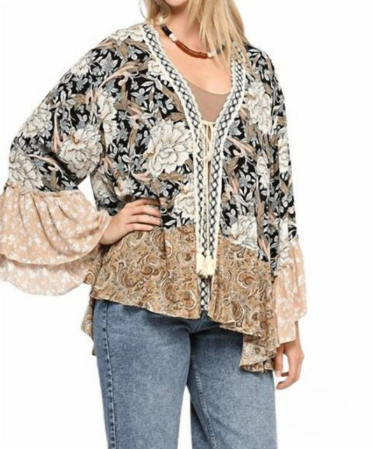 Gigio - Savannah Floral and Paisley Print Mix Kimono