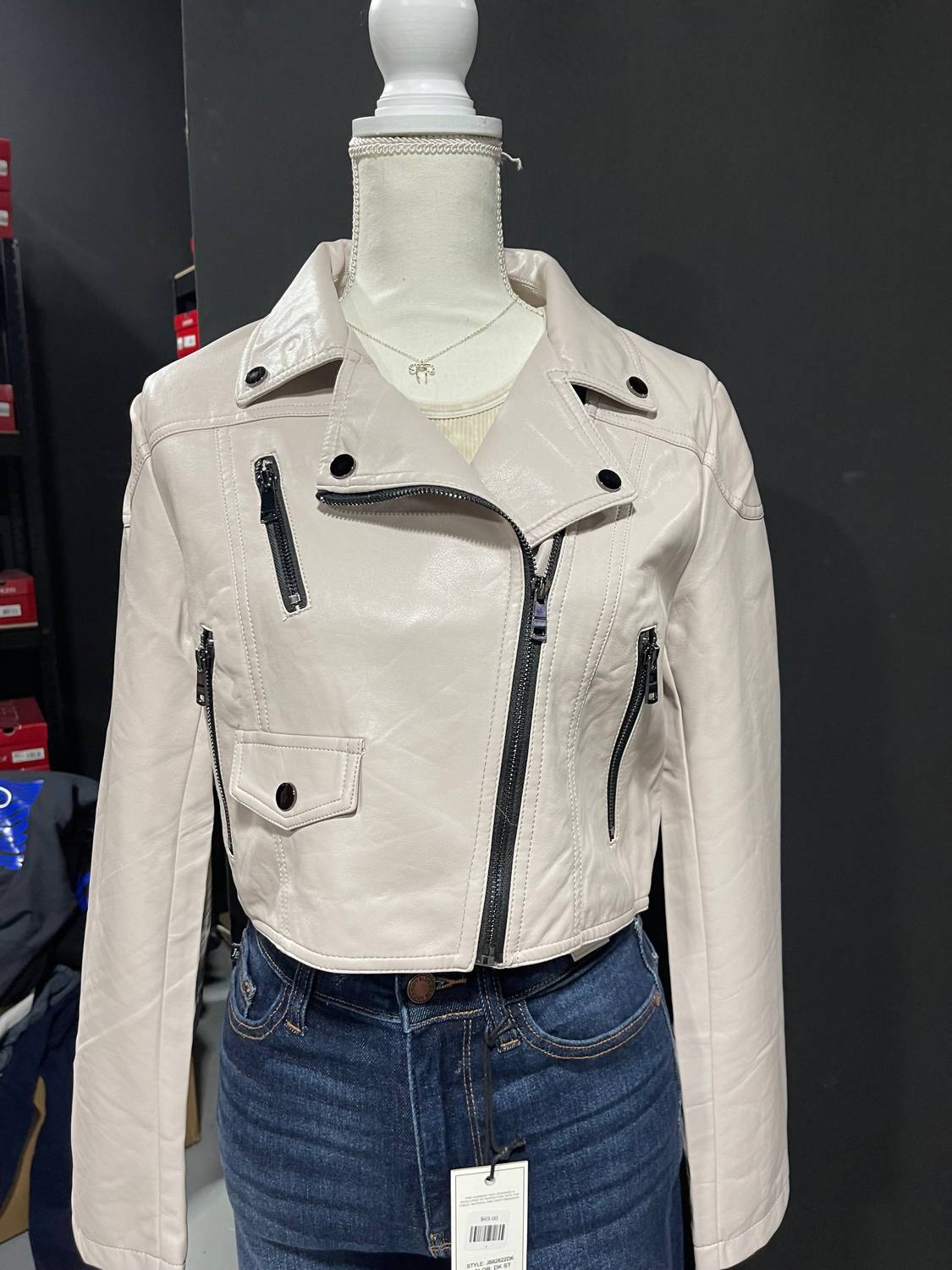 Coalition LA Women's Leather Jacket in baby pink - women's jacket