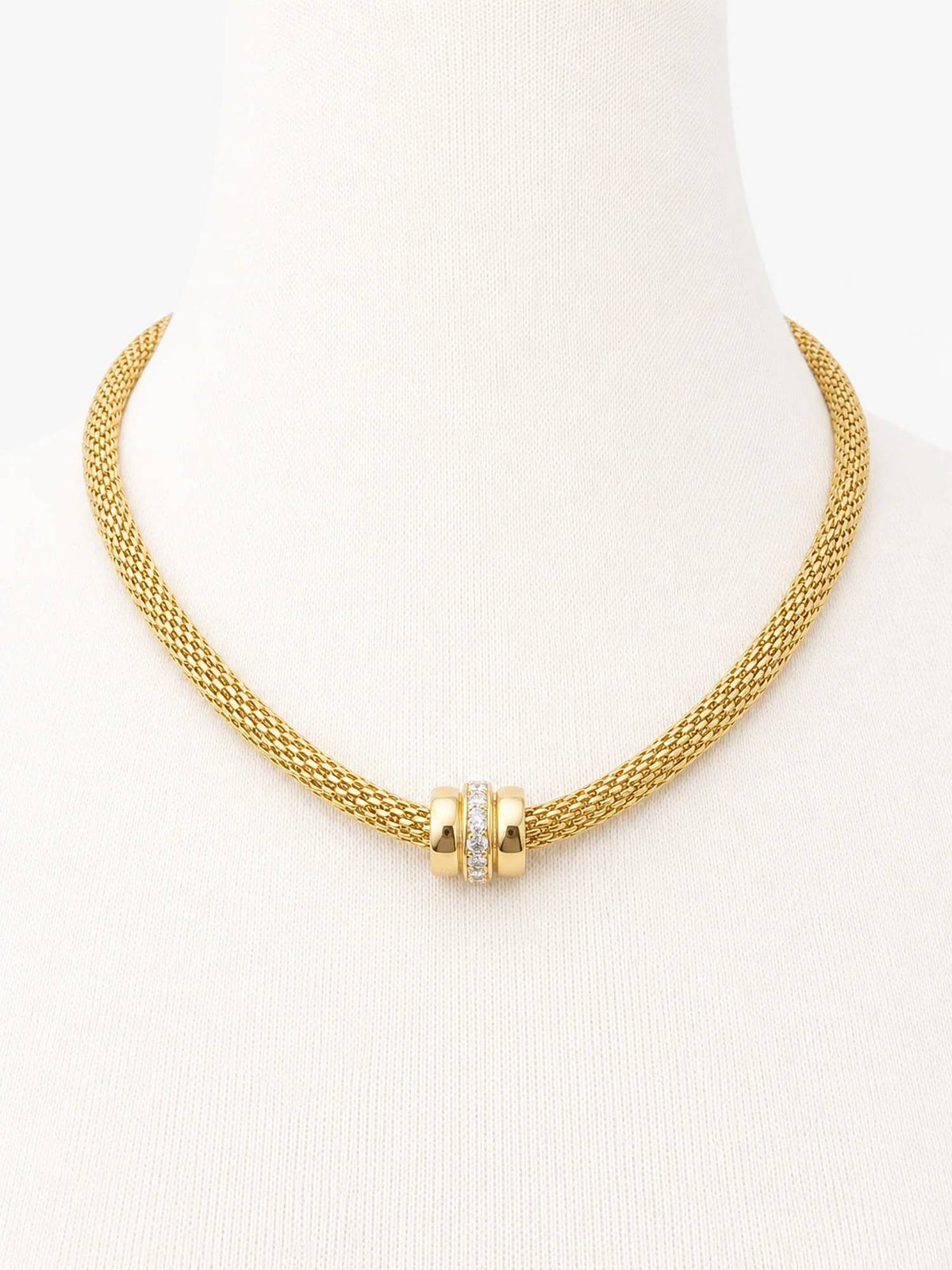 No Whining Designing - Women's Mesh Crystal Collar Necklace