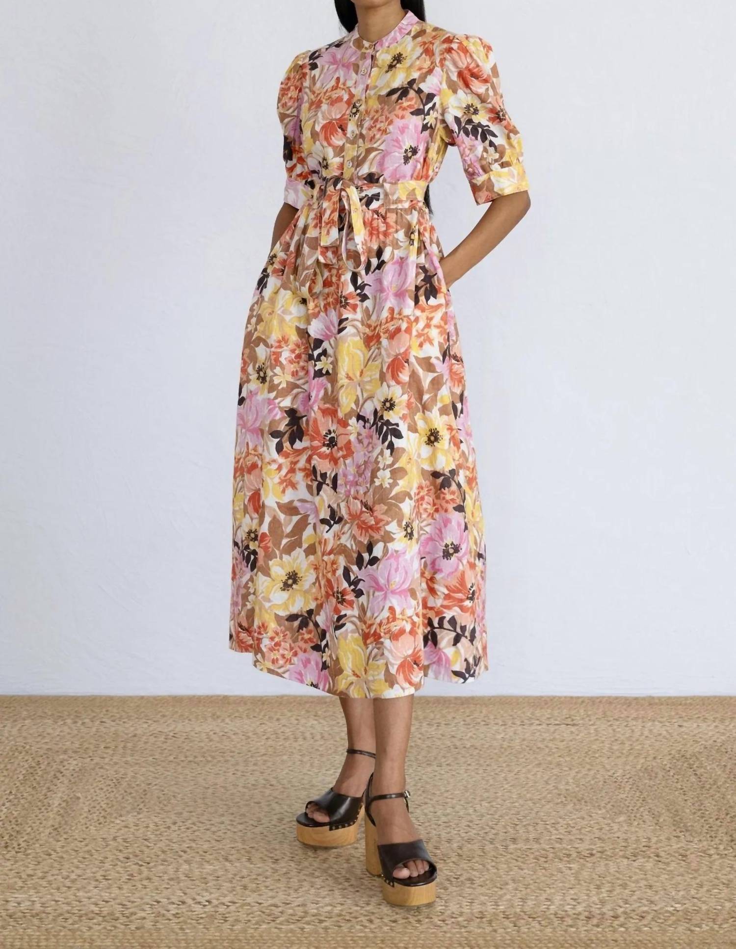 BANJANAN Daffodil Dress in bouquet antique - women's dress