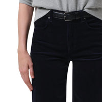 Citizens of Humanity Lyra Crop Wide Leg Crop Corduroy Jeans in navy - women's pants - detail view