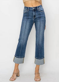 Risen - High Rise Ankle Straight-wide Cuffed Jeans