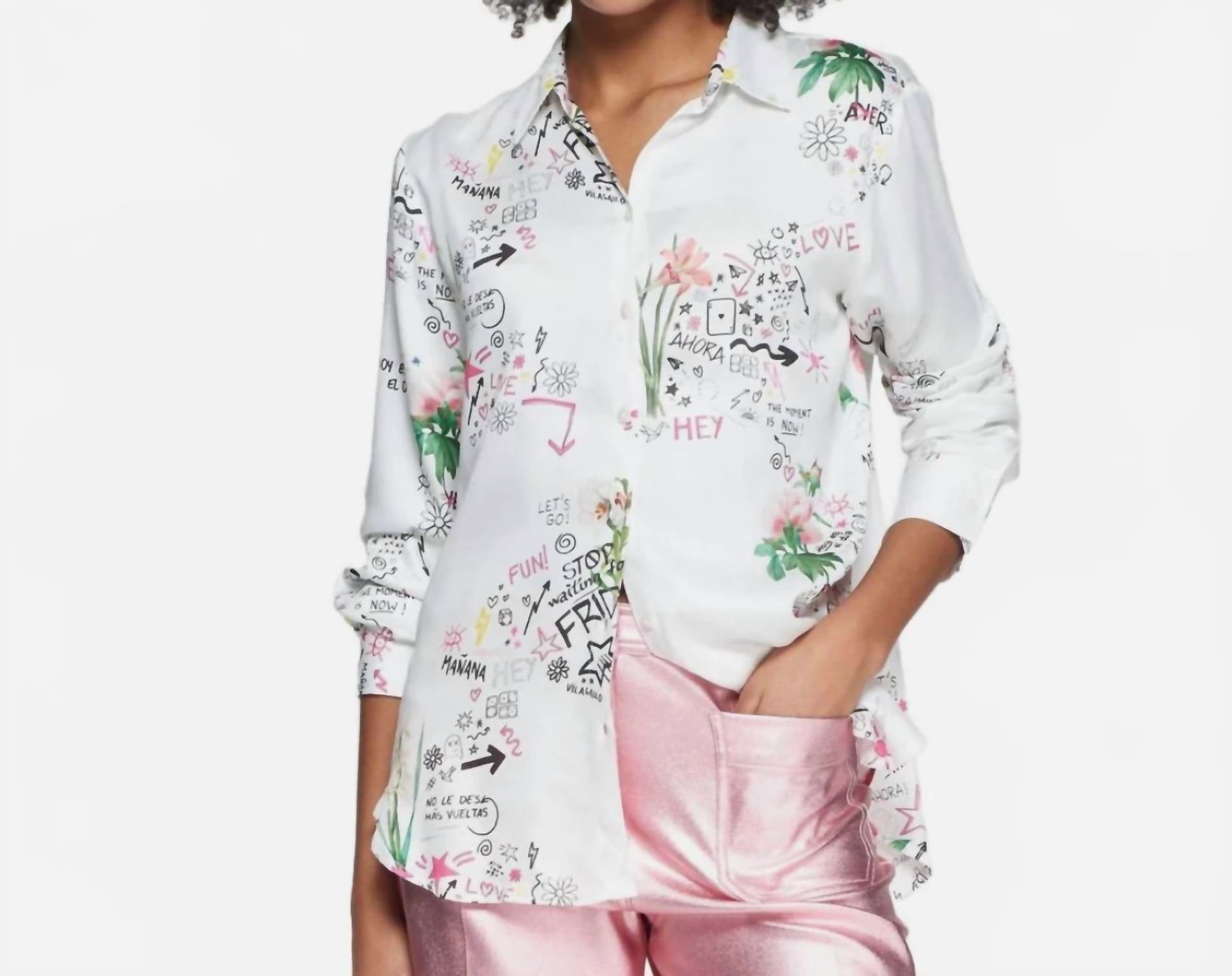 Vilagallo - Flores Graffiti Print Blouse