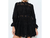 INA Fashion Delicate Lace-panel Flare Mini Dress in black - women's dress