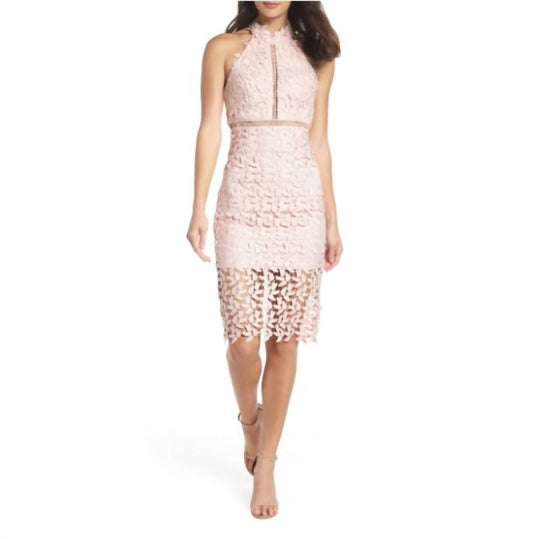 Bardot - Crochet Lace Sleeveless Halter Cocktail Dress