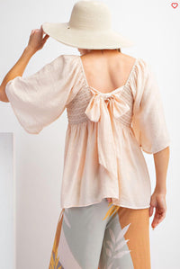 Easel Blushing Babydoll Top in beige - women's blouse - view 5