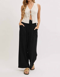 Sweet Lovely By Jen - Wide Leg Drawstring Pants With Pockets
