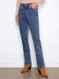 Charlie B - Embroidered Insert Bootcut Jean