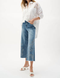 Joseph Ribkoff - Embroidery Wide Leg Crop Jeans