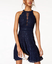Morgan & Co. - Women's Lace Halter Fit & Flare Dress