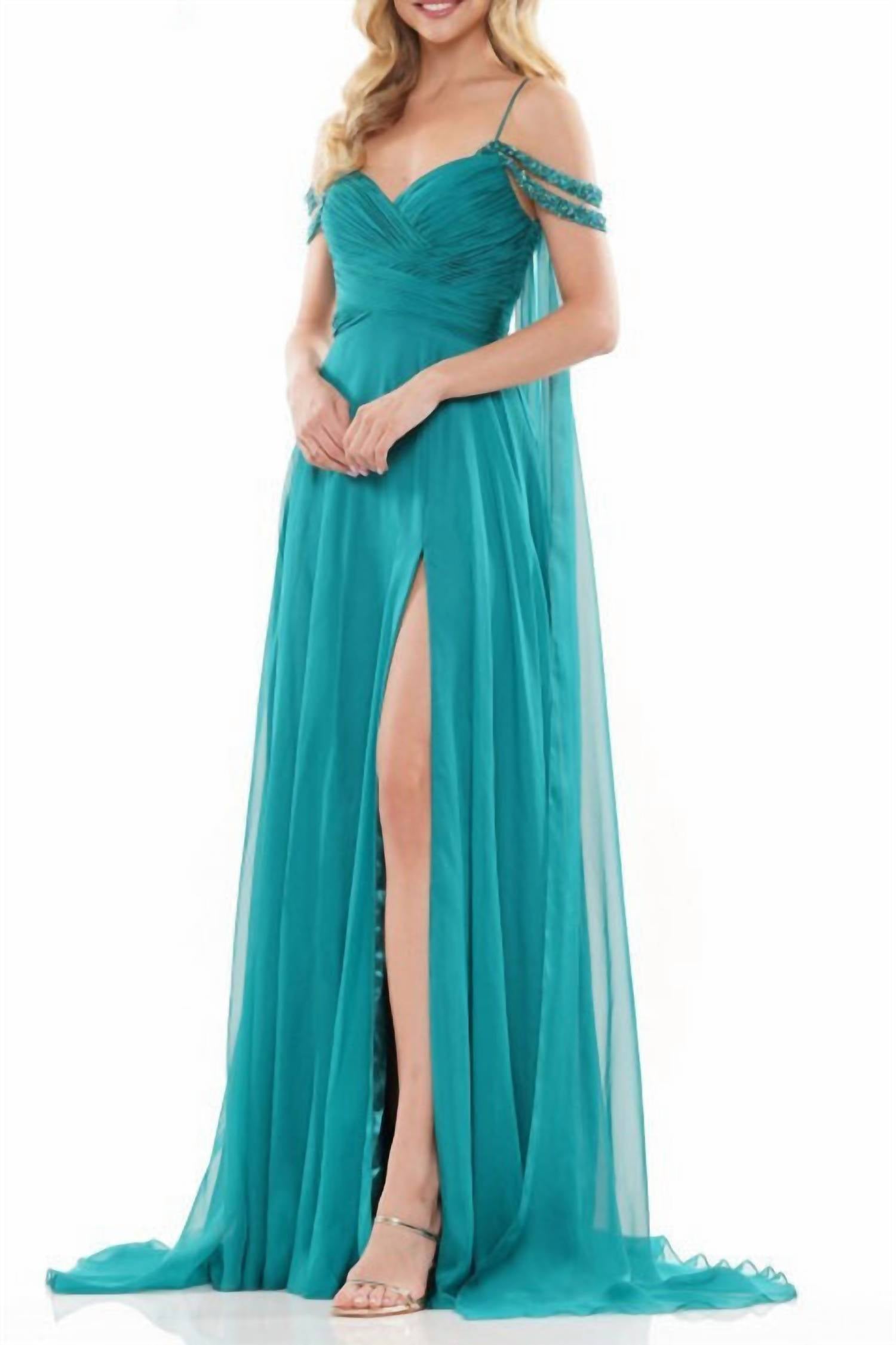 Colors Dress - Side-drapes Long Chiffon A-line Prom Gown